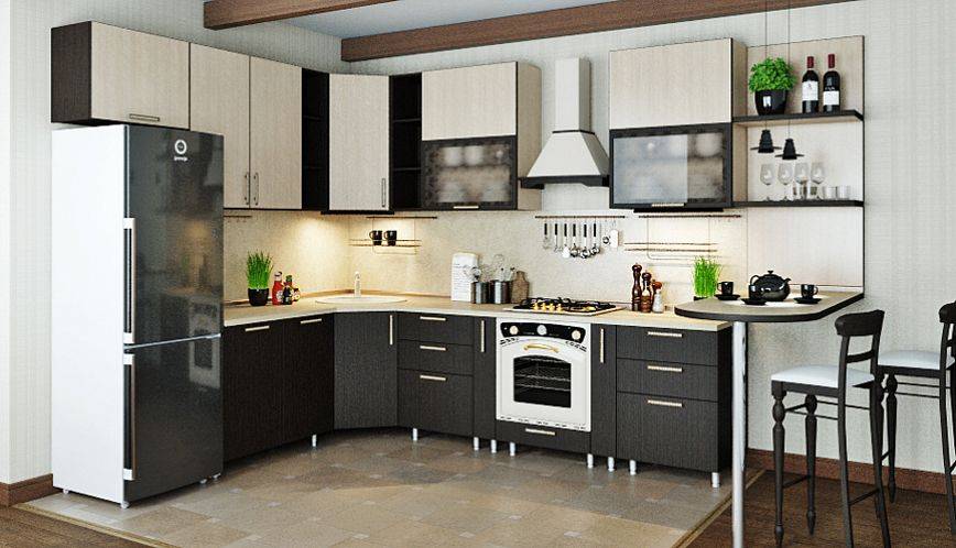 угловая комбинированная кухня в Таганроге