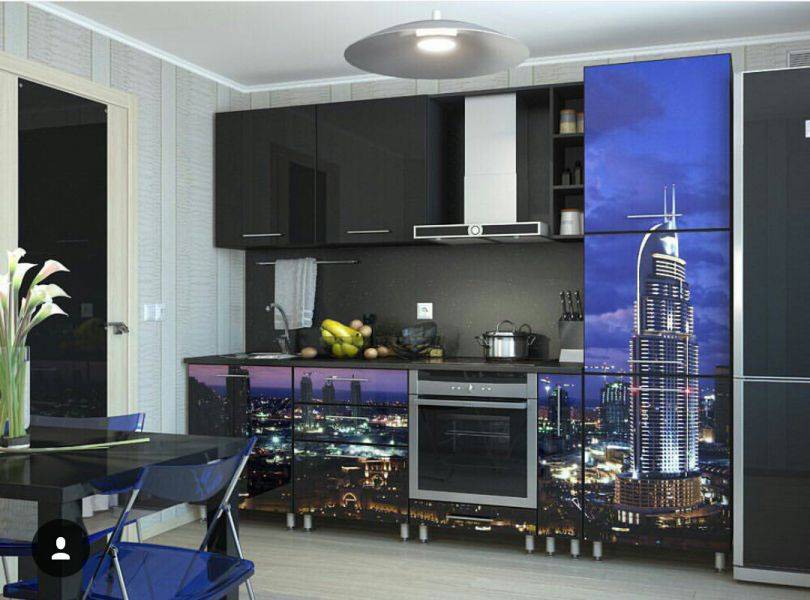 прямая кухня с фотопечатью в Таганроге