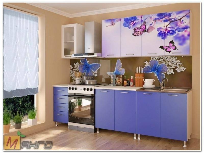 прямая кухня бабочки с фотопечатью в Таганроге
