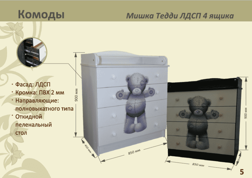 детский комод мишка тедди лдсп 4 ящика в Таганроге