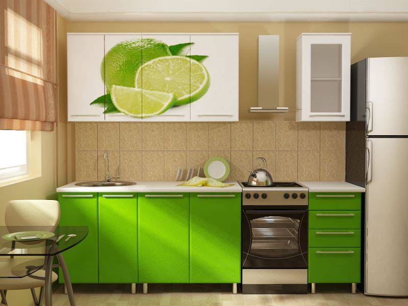 прямая кухня с фотопечатью лайм в Таганроге