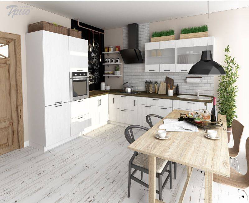 светлая угловая кухня chalet rustic в Таганроге