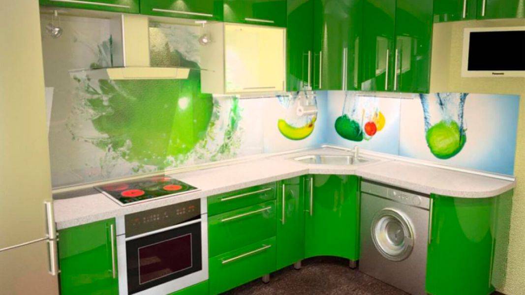 угловая зеленая кухня в Таганроге