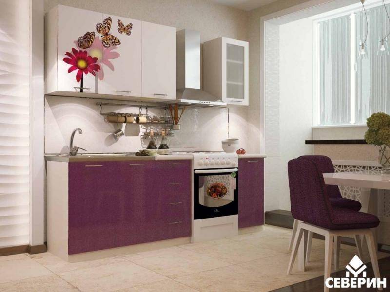 фиолетовая кухня с фотопечатью кф-83 в Таганроге