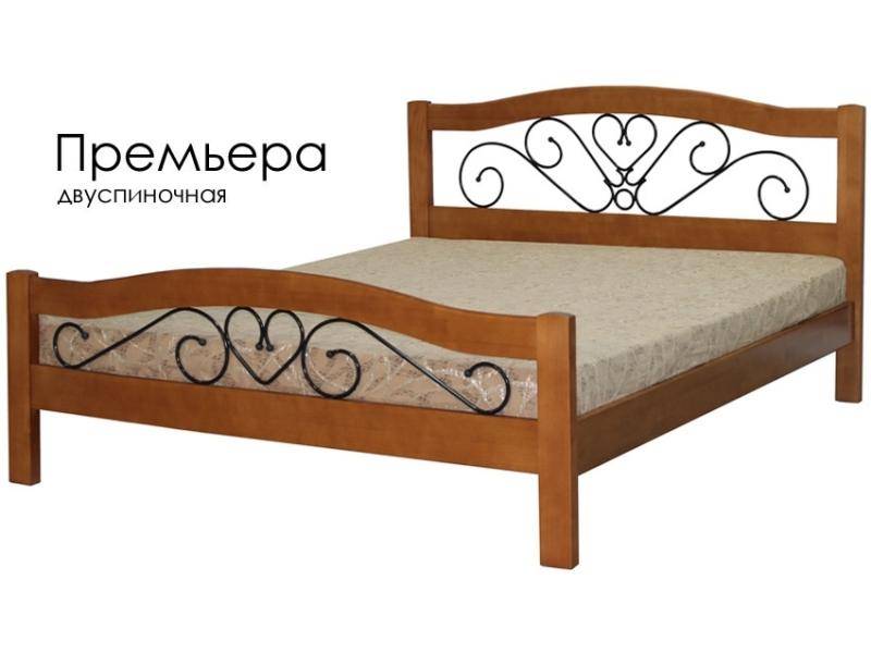 кровать премьера из массива сосны с элементами ковки в Таганроге