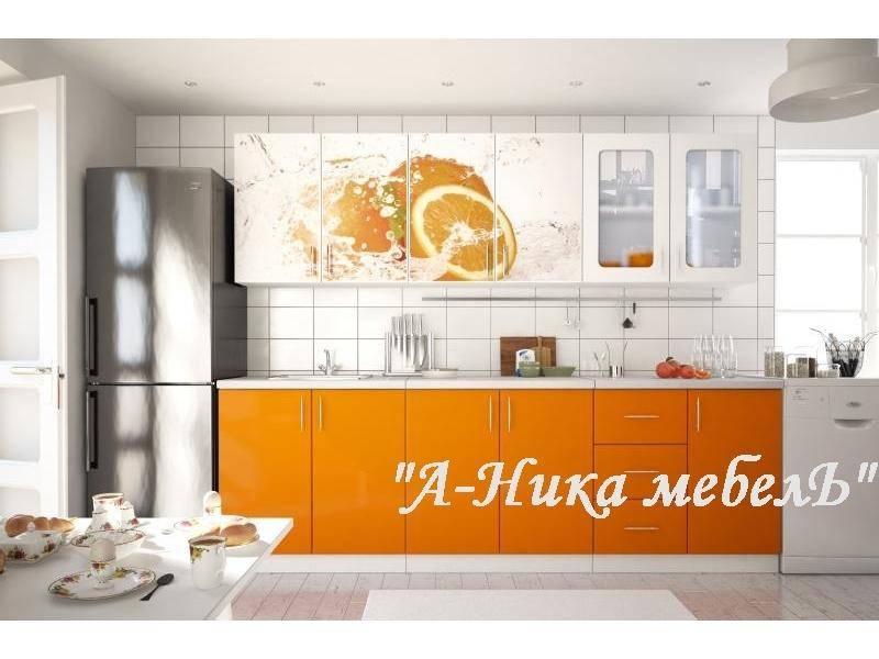 оранжевая кухня с фотопечатью аника 2 в Таганроге