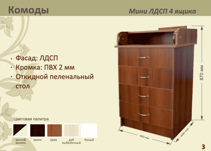 детский комод мини лдсп 4 ящика в Таганроге