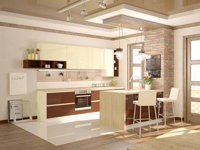 светлая кухня с островом латте small в Таганроге