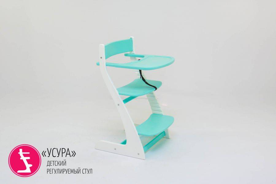 детский растущий регулируемый стул усура белый-мятный в Таганроге