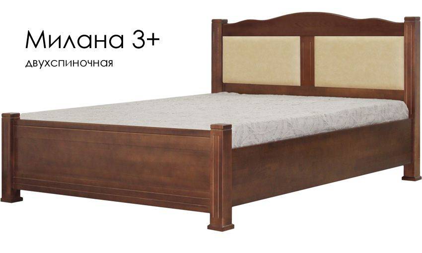 кровать милана 3+ из массива сосны со вставками из экокожи в Таганроге