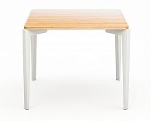 стол обеденный со светло-коричневой столешницей и белыми ножками quatro compact в Таганроге