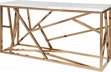 консоль geometric 180x50x90 золото, белая столешница в Таганроге