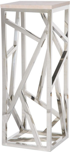 консоль geometric высокая 40x40x110 хром, белая столешница в Таганроге