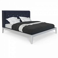 кровать двуспальная с мягким изголовьем 180x200 темно-синяя fly soft new в Таганроге