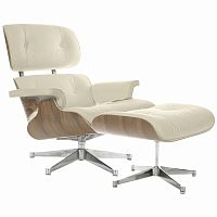 кресло eames style lounge chair & ottoman кремовое в Таганроге