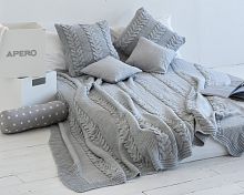 комплект плед с косами (180*220) и 2 наволочки (50*50) серый в Таганроге