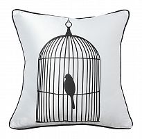 подушка с птичкой в клетке birdie in a cage white в Таганроге