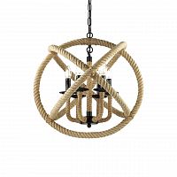 дизайнерская подвесная люстра ideal lux corda sp6 d53 коричневая в Таганроге