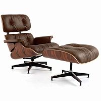 кресло eames style lounge chair & ottoman premium коричневое в Таганроге