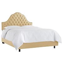 кровать двуспальная 160х200 желтая с каретной стяжкой alina tufted wheat в Таганроге