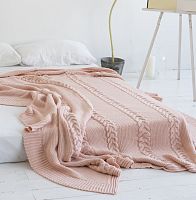 комплект плед с косами (180*220) и 2 наволочки (50*50) св. персик в Таганроге