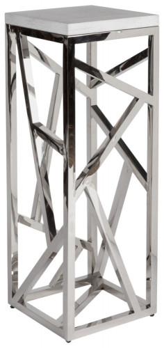 консоль geometric высокая 40x40x110 металл, белая столешница в Таганроге