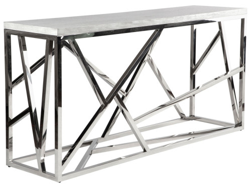 консоль geometric 180x50x90 хром, белая столешница в Таганроге