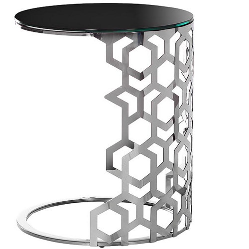 стол приставной silver circle 50x50х60 черный, серебро в Таганроге