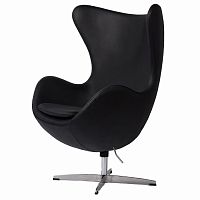 кресло egg chair кожа черное в Таганроге