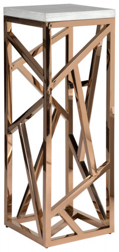 консоль geometric высокая 40x40x110 золото, белая столешница в Таганроге