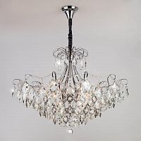 подвесная люстра eurosvet crystal 10080/12 хром/прозрачный хрусталь strotskis в Таганроге