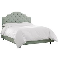 кровать двуспальная 180х200 светло-голубая с каретной стяжкой henley tufted swedish blue в Таганроге