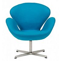 кресло swan chair кашемир голубое в Таганроге