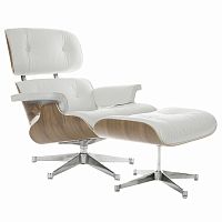 кресло eames style lounge chair & ottoman белое в Таганроге