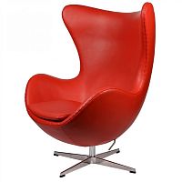 кресло arne jacobsen style egg chair кожа красное в Таганроге