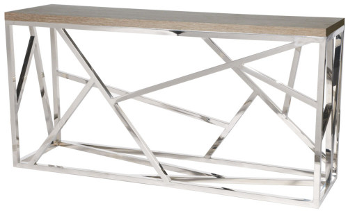 консоль geometric 180x50x90 хром, коричневая столешница в Таганроге