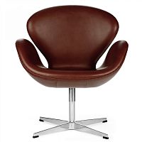 кресло swan chair кожа коричневое в Таганроге