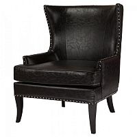 кресло мягкое с ушами черное gramercy club chair в Таганроге