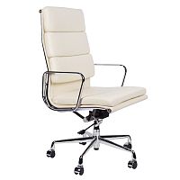 кресло eames style на колесиках кремовая кожа в Таганроге