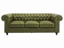 диван chester classic трехместный прямой оливковый, коричневые ножки в Таганроге