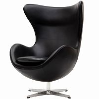 кресло с подлокотниками arne jacobsen style egg chair черное в Таганроге