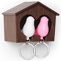 держатель+брелок для ключей двойной sparrow коричневый-белый-розовый в Таганроге