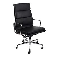 кресло eames style на колесиках черная кожа в Таганроге