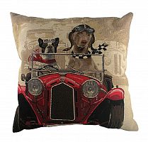 подушка с забавными собаками на красном автомобиле doggie drivers red в Таганроге