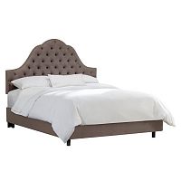 кровать двуспальная 180х200 серая с каретной стяжкой alina tufted smoke в Таганроге