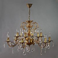 подвесная люстра ambiente alicante 8888/6+6 ab leaf crystal бронза в Таганроге