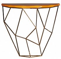 консоль geometric 100x38x90 золото, коричневая столешница в Таганроге