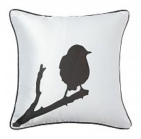 подушка с птичкой на ветке lone bird white в Таганроге