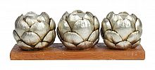 подсвечник сеербряный на 3 свечи на подставке шишки fir cone, 28 см в Таганроге