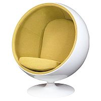 кресло eero ball chair бело-горчичное в Таганроге